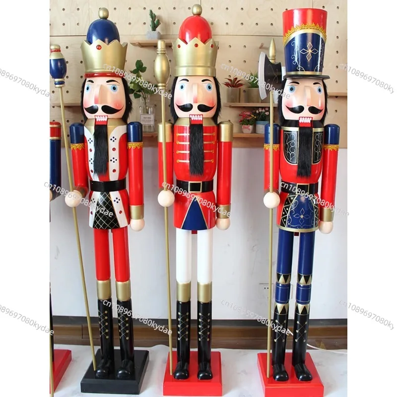 180cm 6ft Classic Life Size Wooden Cascanueces 6 Feet Nutcracker Soldier for New Year Ornament - Image 6