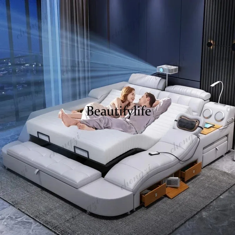 180x200cm king size mattress bedroom Double bed projectior Massage chair multifunctional bed frame king with storage furniture - Image 2