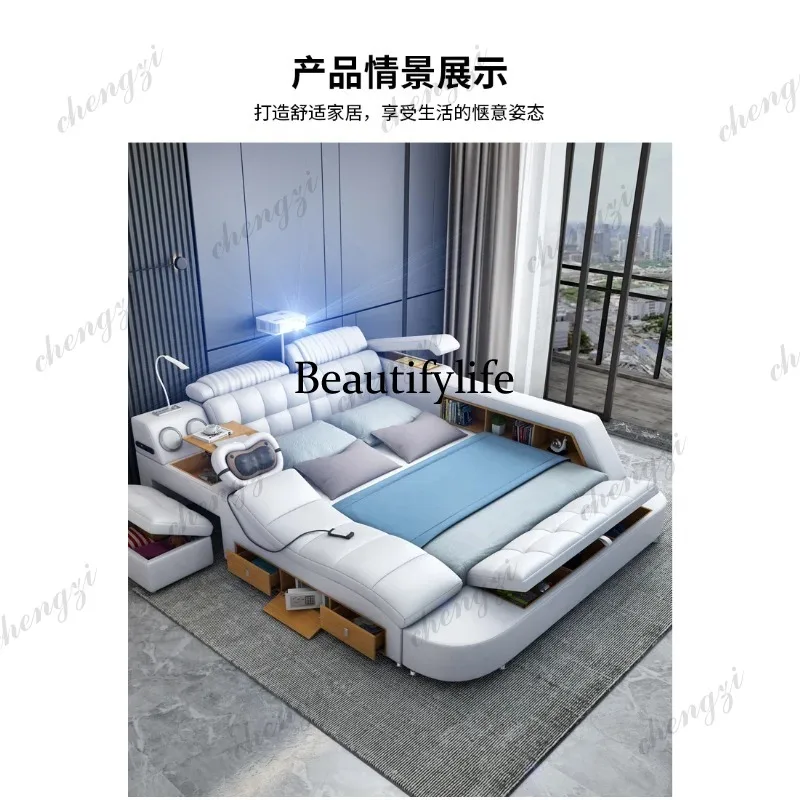180x200cm king size mattress bedroom Double bed projectior Massage chair multifunctional bed frame king with storage furniture - Image 6