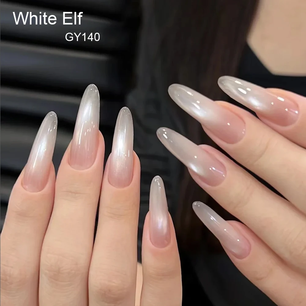 1Jar 8ml White Elf Cat's Eye Gel Nail Polish Professionals Clear Soak Off UV Semi-permanent varnish High Gloss Gel Nail Supplies - Image 4