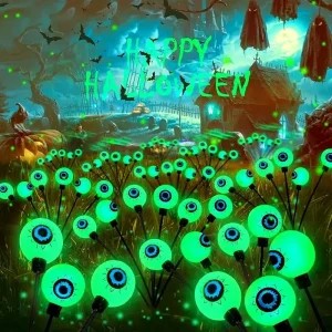 1PC 6-Head Solar Halloween Green Eyeball Light,Outdoor Waterproof Plug-in Stake Lights,Firefly Light For Garden,Lawn,Ground,Yard