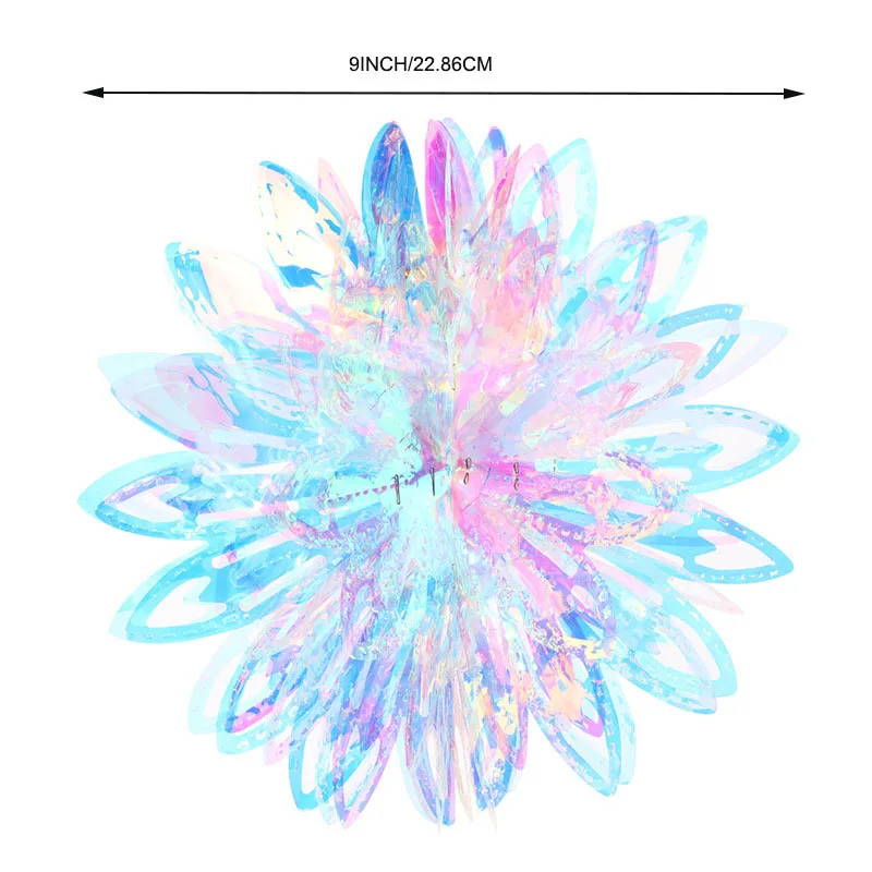 1PC 9-Inch Iridescent Flower Ball Ornament Foil Ceiling Decorative Hanging Decoration for Christmas Bridal Shower - Image 6