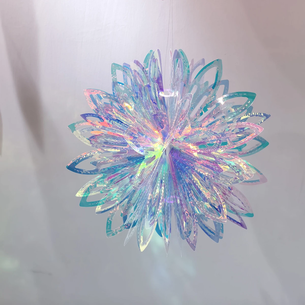 1PC 9-Inch Iridescent Flower Ball Ornament Foil Ceiling Decorative Hanging Decoration for Christmas Bridal Shower - Image 3