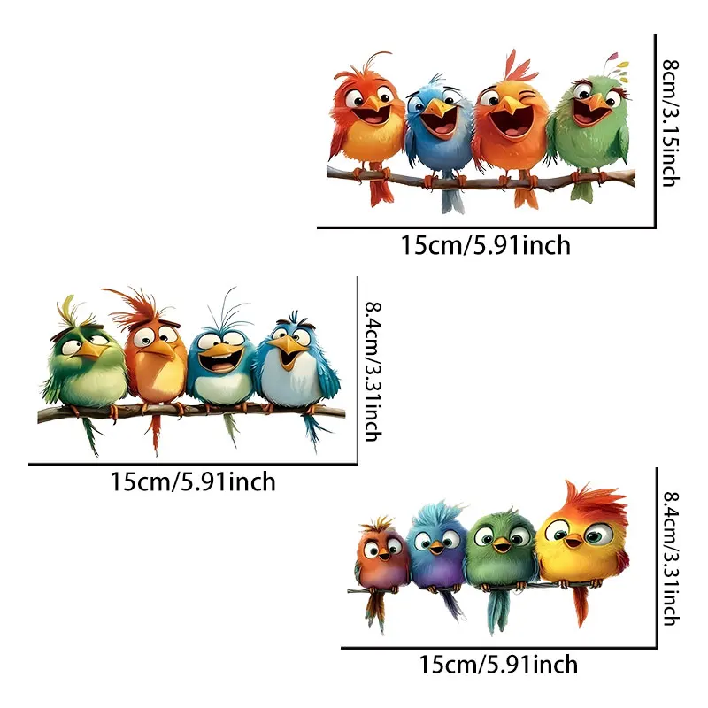 1PC Birds Cartoon Funny Window Stickers Waterproof Self-adhesive for Glass Window Door DIY Bedroom Wall Universal Vinyl Decals - Image 2