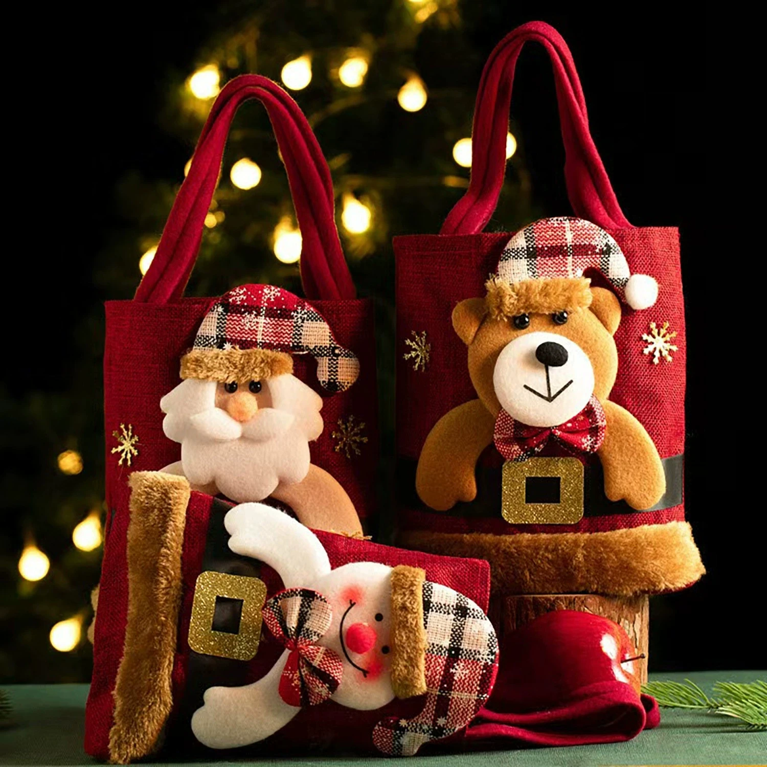 1PC Christmas Gift Bags Handbags Tote Bags Candy Bags Snowman Bear Gift Bags Storage Bags Christmas Decoration 2026 - Image 2