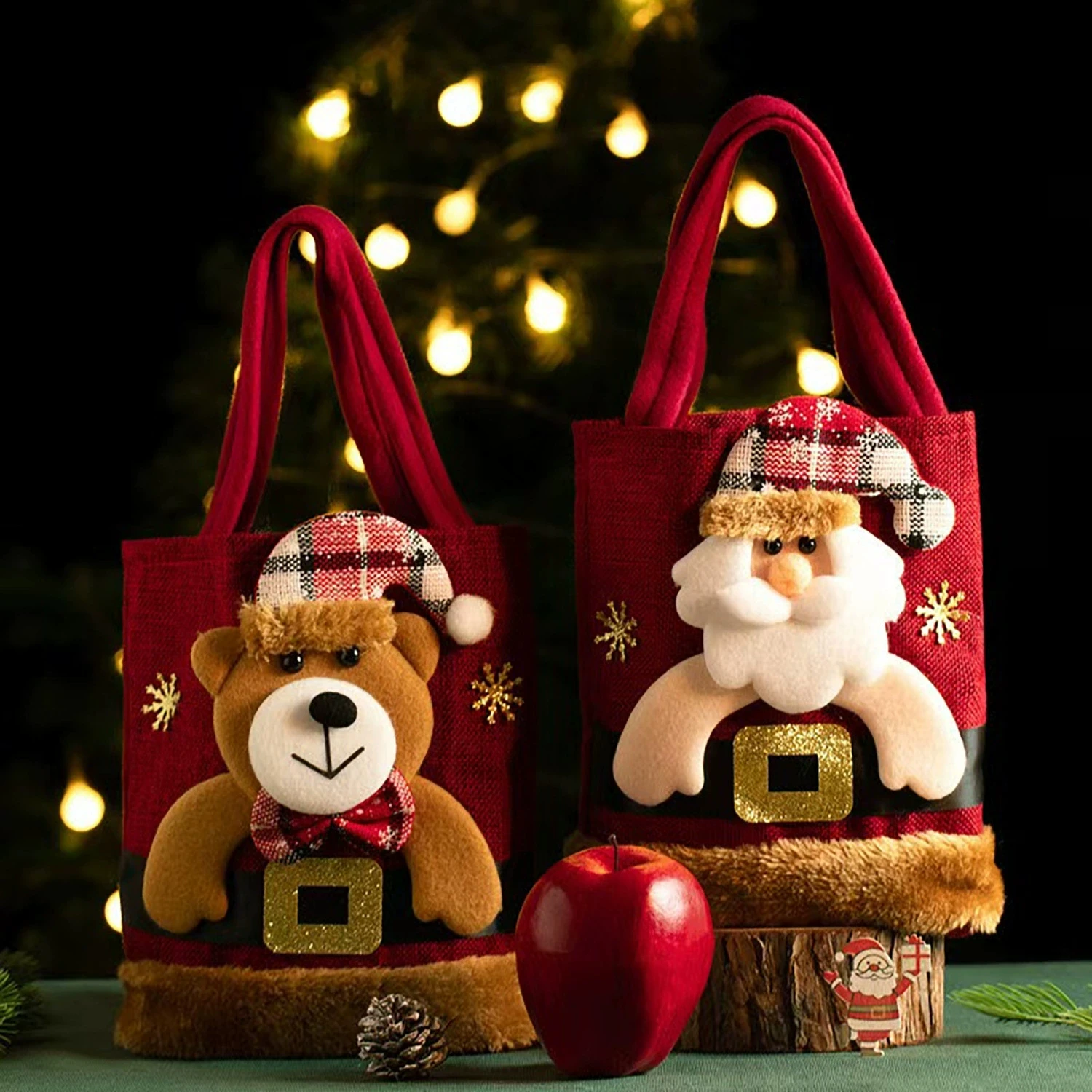 1PC Christmas Gift Bags Handbags Tote Bags Candy Bags Snowman Bear Gift Bags Storage Bags Christmas Decoration 2026 - Image 3