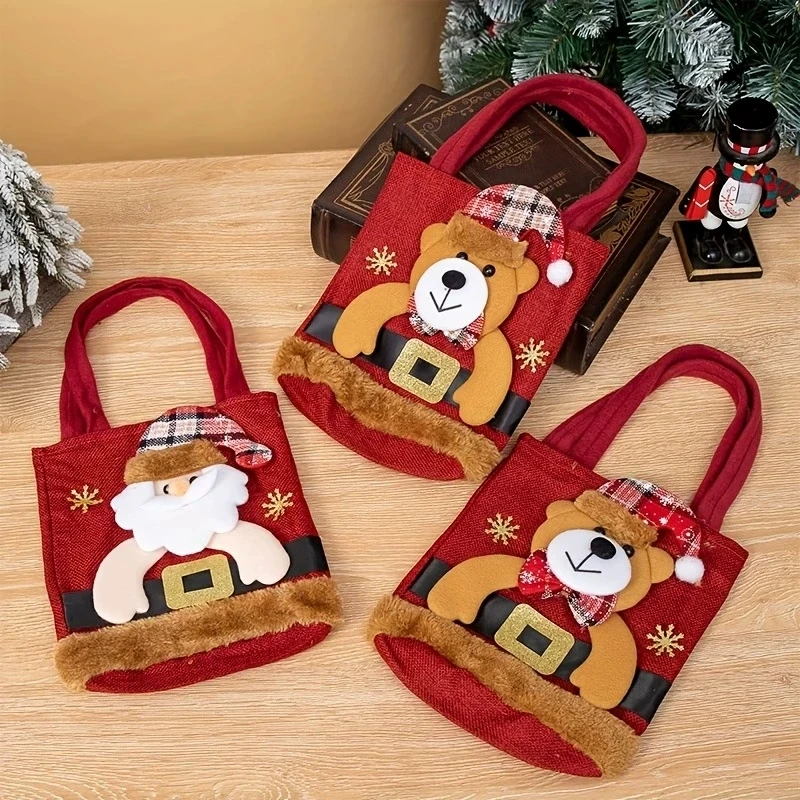 1PC Christmas Gift Bags Handbags Tote Bags Candy Bags Snowman Bear Gift Bags Storage Bags Christmas Decoration 2026 - Image 4