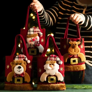 1PC Christmas Gift Bags Handbags Tote Bags Candy Bags Snowman Bear Gift Bags Storage Bags Christmas Decoration 2026