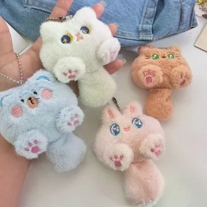1PC Fashion Cute Cartoon Cat Plush Toy Doll Keychain Fluffy Soft Stuffed Toy Backpack Bag Pendant Keyring Gift For Kids Friends