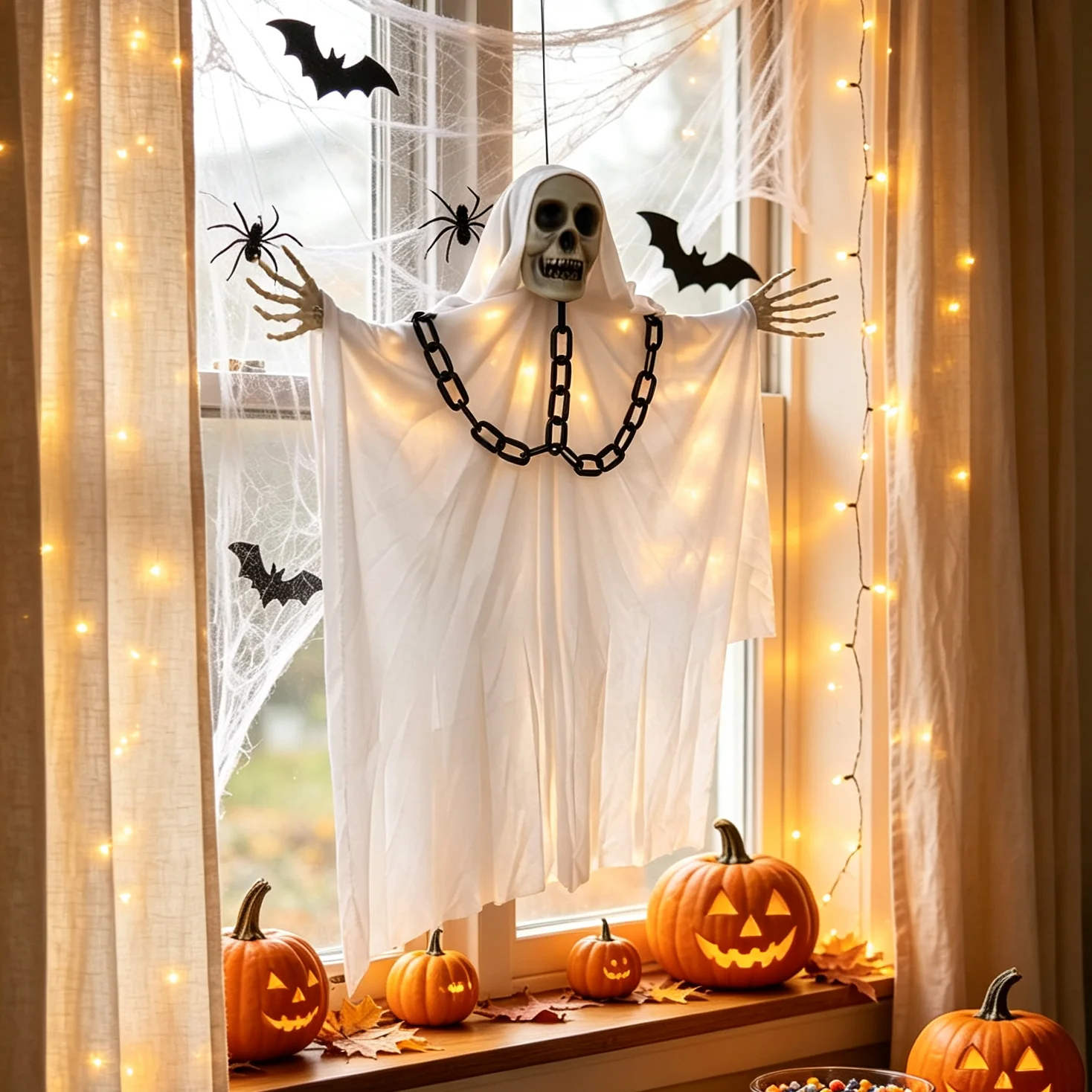 1PCS Halloween Hanging Skull Ghost Decor Skeleton Ghost Decoration Ghost Halloween decoration for Indoor Outdoor Use in Gardens - Image 3
