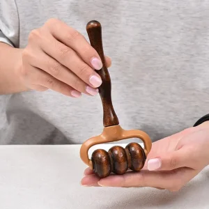 1PCS Wooden Massage Roller Handheld Muscle Relief For Neck Shoulders Head Promotes Circulation Home Office Use Massager Tools