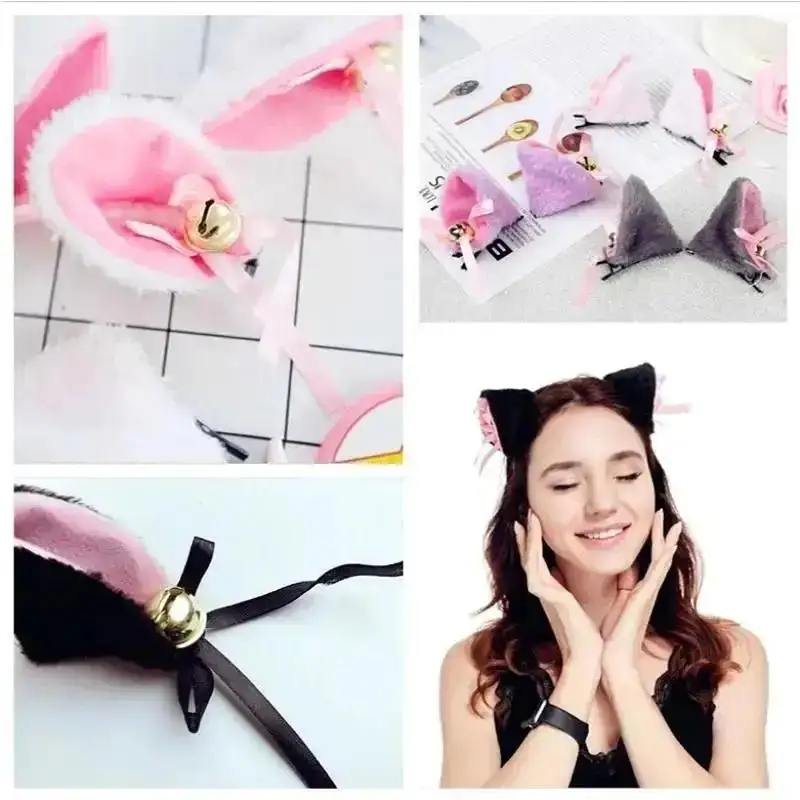 1Pair Sweet Bell Cat Ears Hair Clip Women For Cosplay Anime Costume Halloween Birthday Party Girl Fashion Hairs Accessories - Image 2