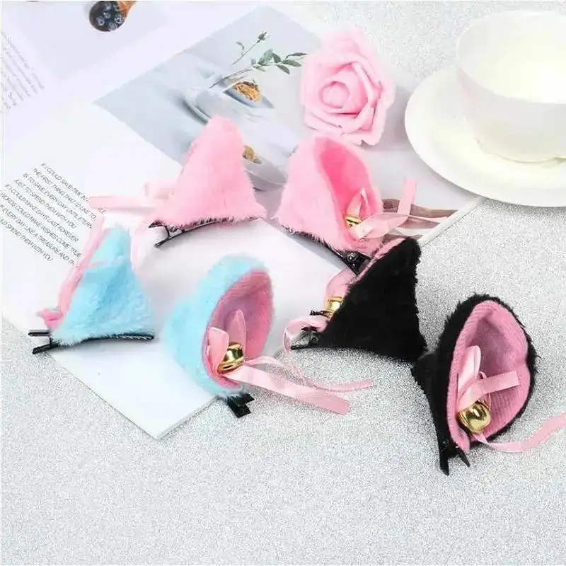 1Pair Sweet Bell Cat Ears Hair Clip Women For Cosplay Anime Costume Halloween Birthday Party Girl Fashion Hairs Accessories - Image 3