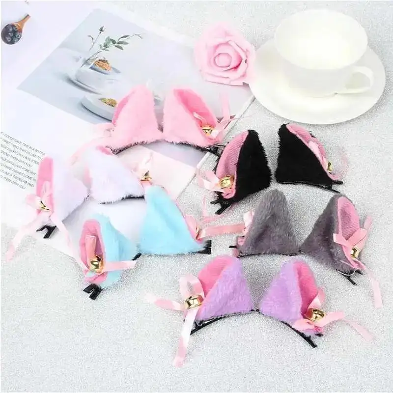 1Pair Sweet Bell Cat Ears Hair Clip Women For Cosplay Anime Costume Halloween Birthday Party Girl Fashion Hairs Accessories