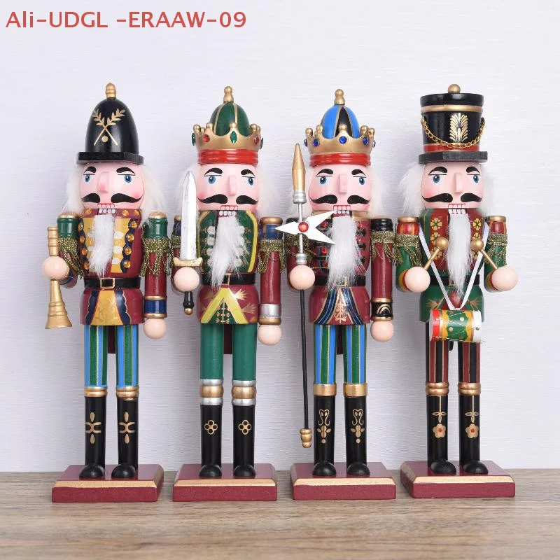 1Pc 30CM Cartoon Walnut Soldier Home Decoration Christmas Ornament Wooden Nutcracker Puppet Desktop Decor - Image 2
