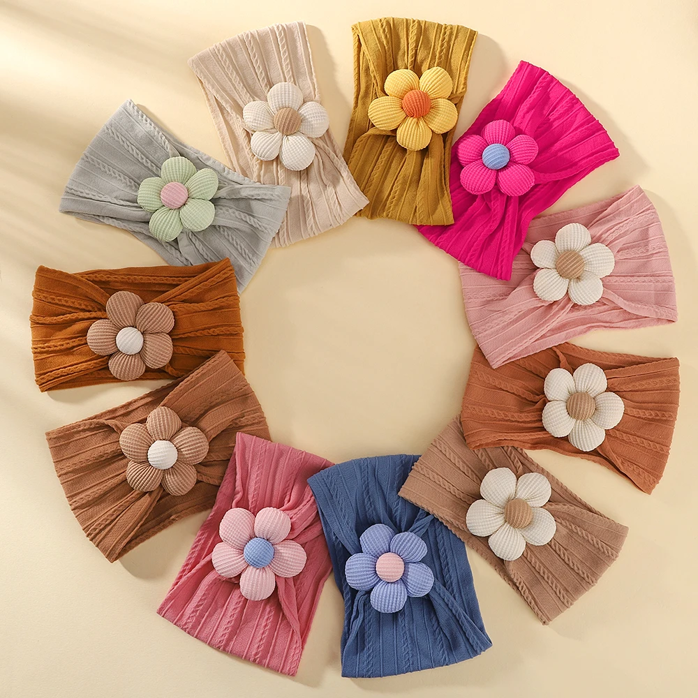 1Pc Baby Lace Headscarf Astique Suitable Newborn Girl Flower Headband Elastic Hairband Turban Soft Toddler Hair Accessories - Image 3