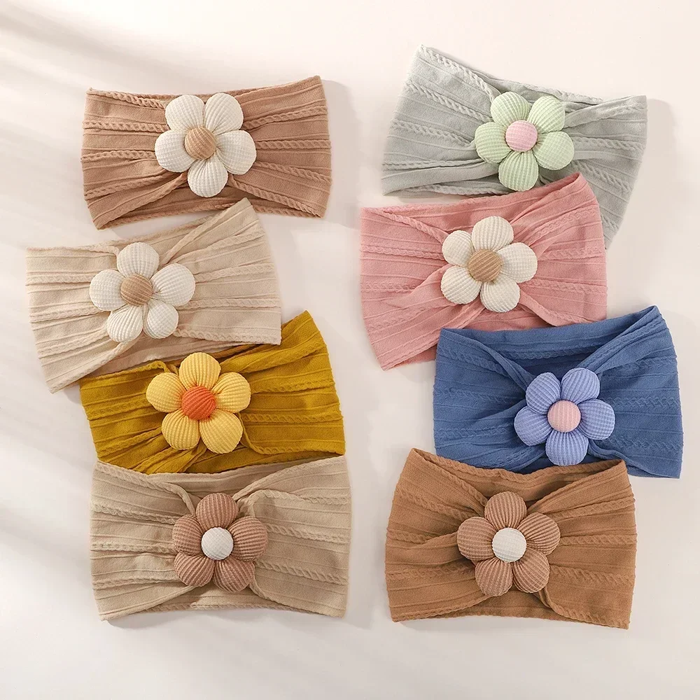 1Pc Baby Lace Headscarf Astique Suitable Newborn Girl Flower Headband Elastic Hairband Turban Soft Toddler Hair Accessories - Image 4
