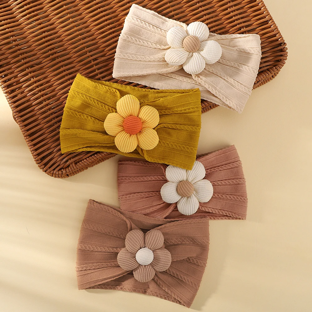 1Pc Baby Lace Headscarf Astique Suitable Newborn Girl Flower Headband Elastic Hairband Turban Soft Toddler Hair Accessories - Image 6