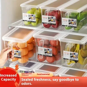 1Pc Clear Plastic Fridge Storage Box Kitchen Refrigerator Organizer For Vegetables Fruits Eggs Household Food Fresh Container