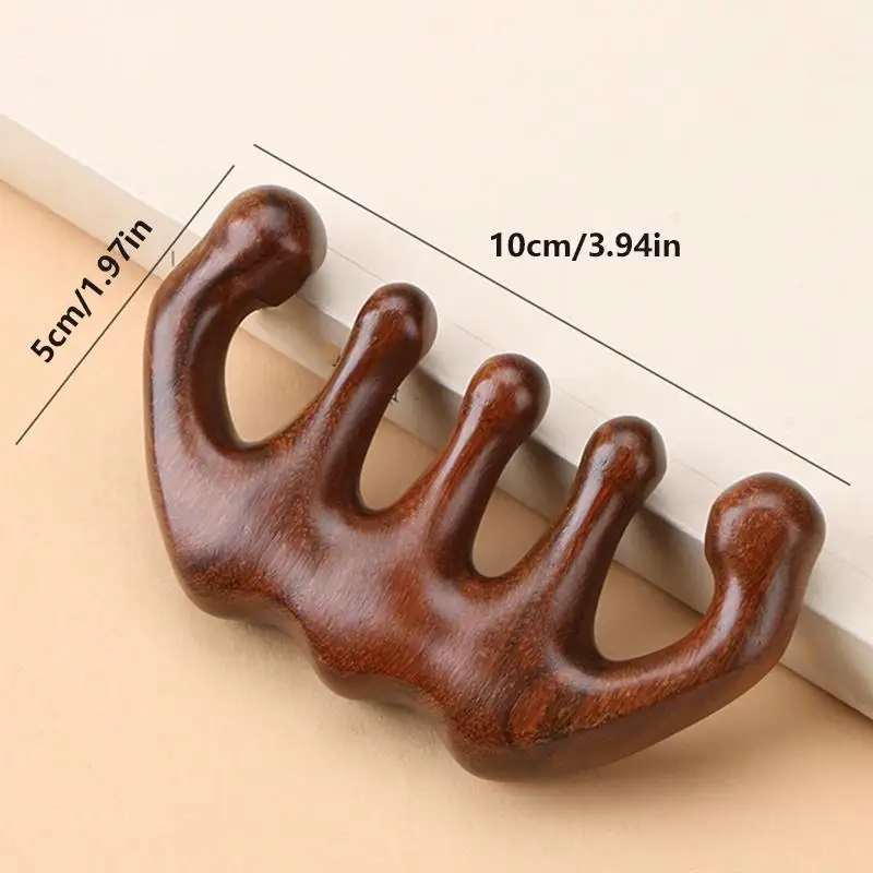 1Pc Wood Therapy Massage Comb Head Face Scalp Gua Sha Massager Natural Facial Sandalwood Wide Tooth Guasha Scraping Body Massage - Image 2