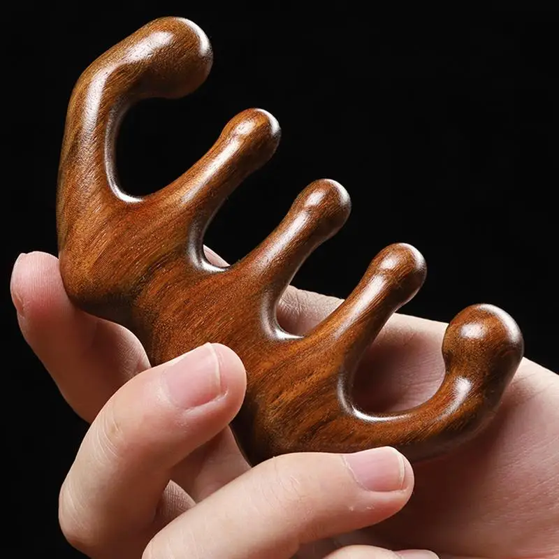 1Pc Wood Therapy Massage Comb Head Face Scalp Gua Sha Massager Natural Facial Sandalwood Wide Tooth Guasha Scraping Body Massage - Image 5