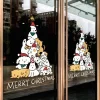 1Pcs Christmas Decor Window Sticker Cute Cartoon Dog Christmas Tree Glass Sticker Holiday Party Scene Decorative Window Decor