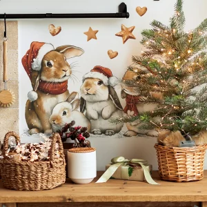 1Pcs Christmas Sticker with Bunny Design - Removable Waterproof Decal for Wall Art, Room Decoration Room Decor Aesthetic