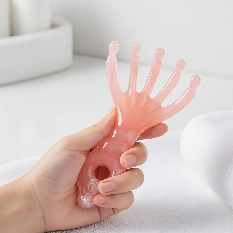 1Pcs Resin Five Claw Scalp Massage Comb Smooth Round Nodes Ergonomic Handle For Head Relaxation Full Body Massage Daily Use - Image 2
