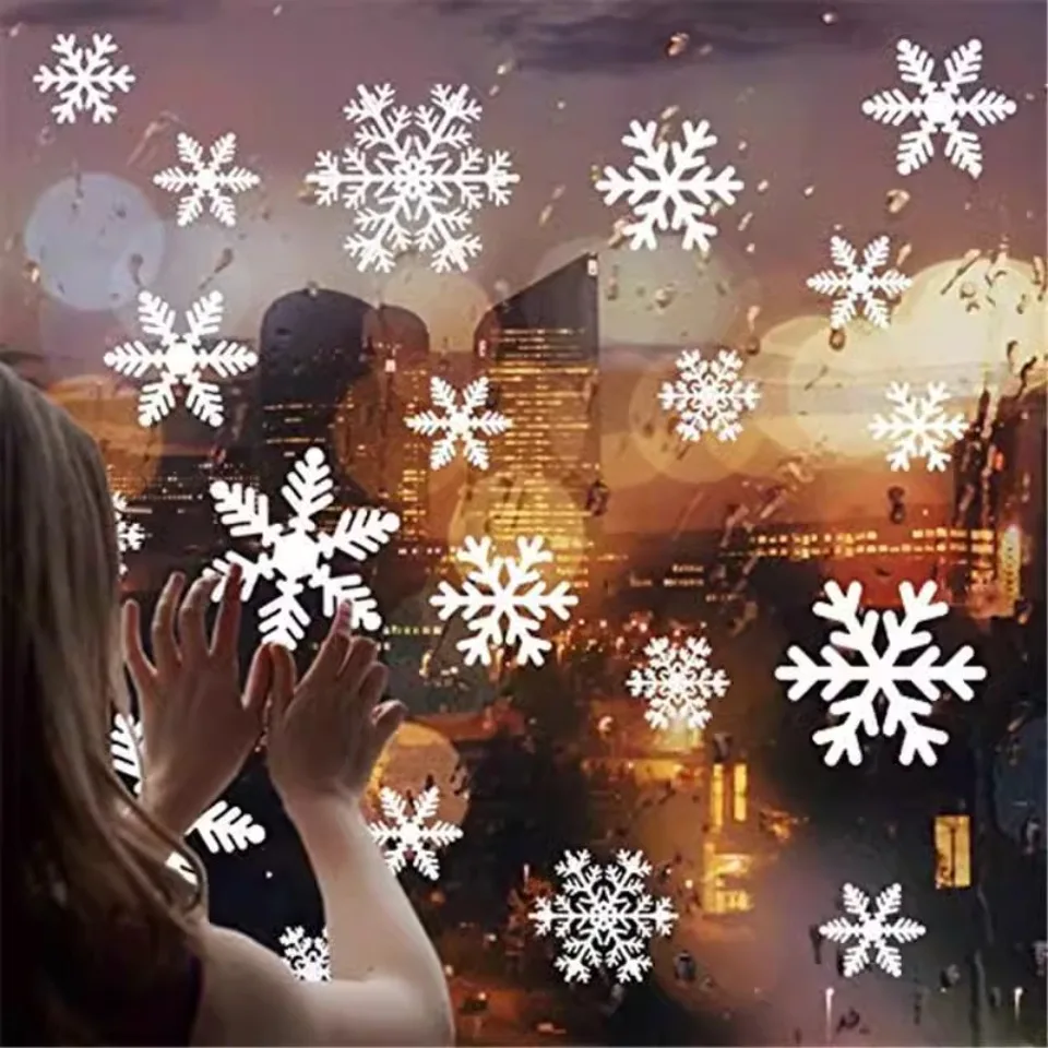 1Set Snowflake Window Stickers Disposable Christmas Window Decals Holiday Decorations for Home Living Room Car Party