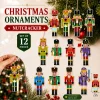 1Set Wooden Christmas Nutcracker Soldier Pendant Cartoon Xmas Tree Hanging Ornaments Home Festive Decor New Year Holiday Gift