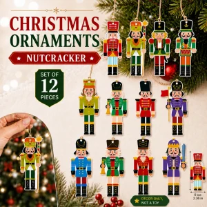 1Set Wooden Christmas Nutcracker Soldier Pendant Cartoon Xmas Tree Hanging Ornaments Home Festive Decor New Year Holiday Gift