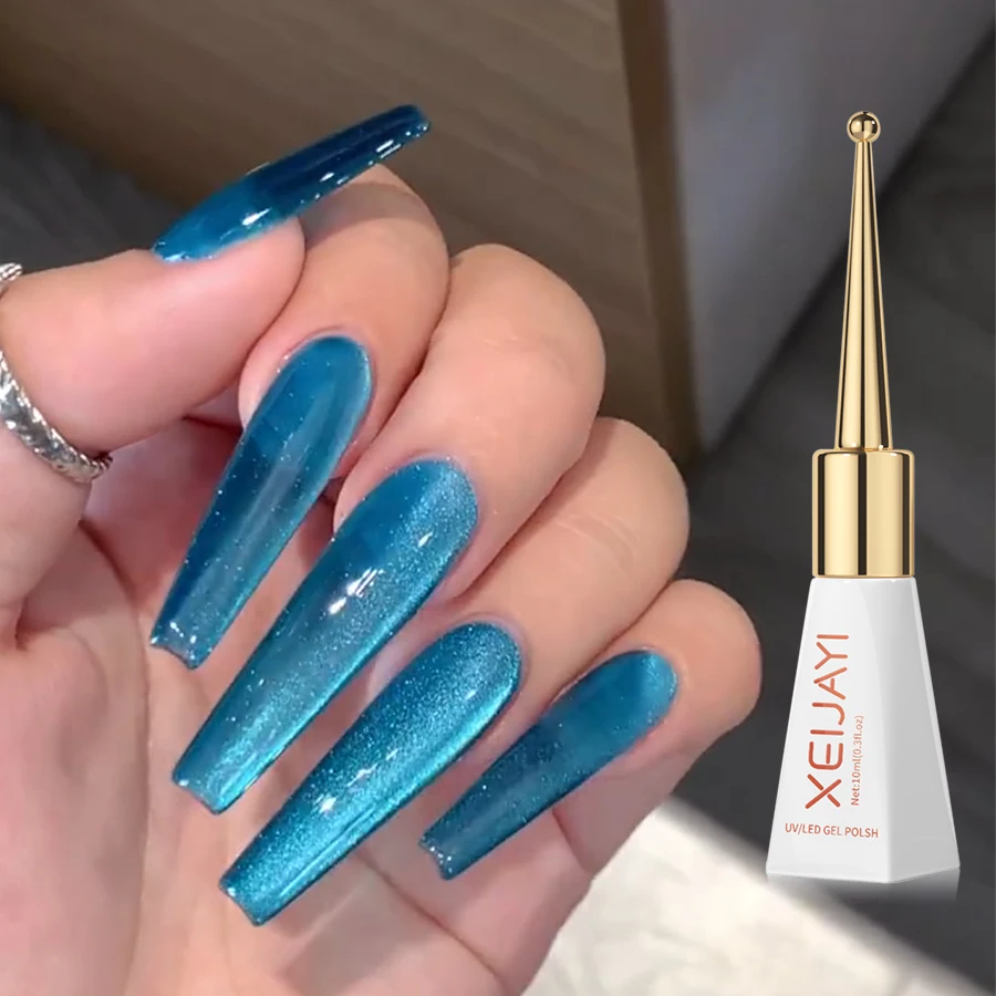 1pc 10ml Silk Nude Crystal Cat Eye Magnetic Nail Polish Holographic Pink Cat Eye Gel Nail Polish Varnish - Image 3