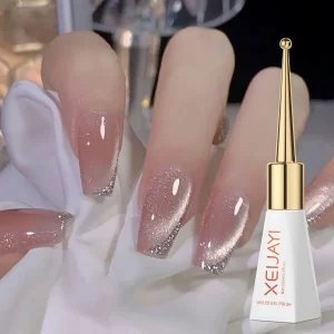 1pc 10ml Silk Nude Crystal Cat Eye Magnetic Nail Polish Holographic Pink Cat Eye Gel Nail Polish Varnish