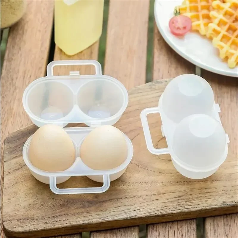 1pc 2-Cell Outdoor Portable Egg Box Plastic Egg Tray Refrigerator Egg Storage Box Shock-absorbing And Anti Drop Egg Loade - Image 3