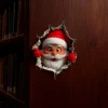 1pc 2D Santa Claus Wall Decal Removable PVC Christmas Sticker Living Room Home Party Decoration Festive Supplies Self Adhesive