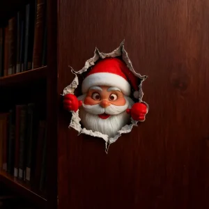 1pc 2D Santa Claus Wall Decal Removable PVC Christmas Sticker Living Room Home Party Decoration Festive Supplies Self Adhesive