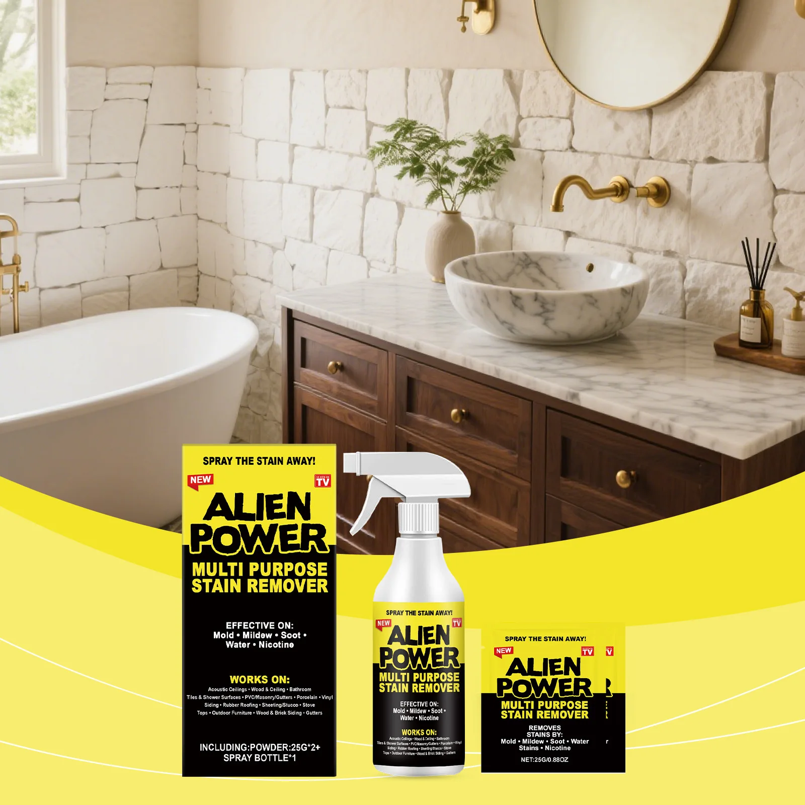 1pc Alien Power Multi Purpose Stain Remover Spray Mold Mildew Grime Cleaner for Bathroom Tile Glass Vertical Adhesion Formula - Image 5