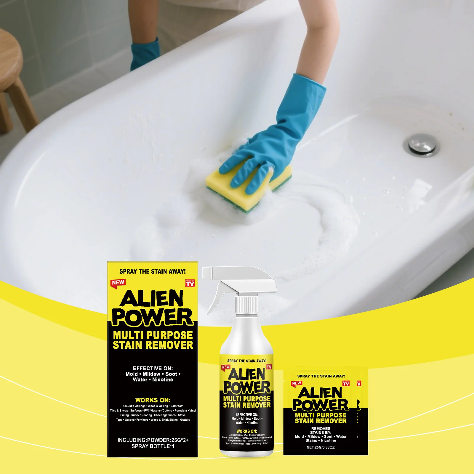 1pc Alien Power Multi Purpose Stain Remover Spray Mold Mildew Grime Cleaner for Bathroom Tile Glass Vertical Adhesion Formula