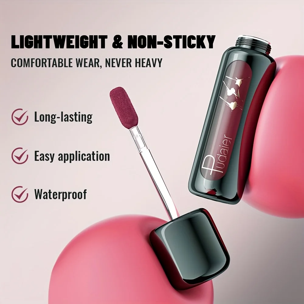 1pc Matte Velvet Lip Gloss, Highly Saturated Liquid Lip Mud, Non-Stick Long Lasting, All Skin Tones Compatible,Mother's Day Gift - Image 5