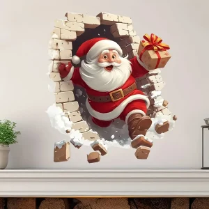 1pc Santa Claus Wall Sticker Self-adhesive Vinyl Decal Christmas Decoration DIY Living Room Bedroom Window Glass Cover Scratches