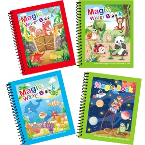 1pc Water Drawing Magical Book Reusable Kids Montessori Toy Coloring Book with Refillable Water Pen for Children's Education Toy