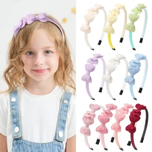 1pcs Candy Colored Hairbands Double Layered Bow Cute Bangs Headband for Girls Cotton Sweet Safe Children's Hair Accessories