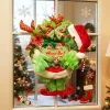 1pcs Creative Christmas Decor Plush Green Hairy Monster Hanging Ornament Elf Leg Wreath Door Hanging New Year Decoration