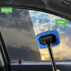 1set Car Windshield Cleaning Tool with Car Interior Window Cleaning Stick, Water Squeegee Wiper for Dust Stain Cleaning