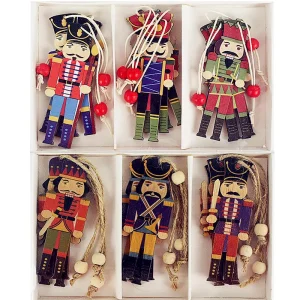 1set Wooden Nutcracker Soldier Christmas Tree Hanging Decor Nutcracker Puppet Xmas Wooden Pendants For New Year Home Ornaments