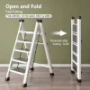 2-3 Step Folding Ladder, Anti-Slip Wide Pedal 330lbs Carbon Steel Step Stool with Storage Shelf, Multifunctional Plant Stand