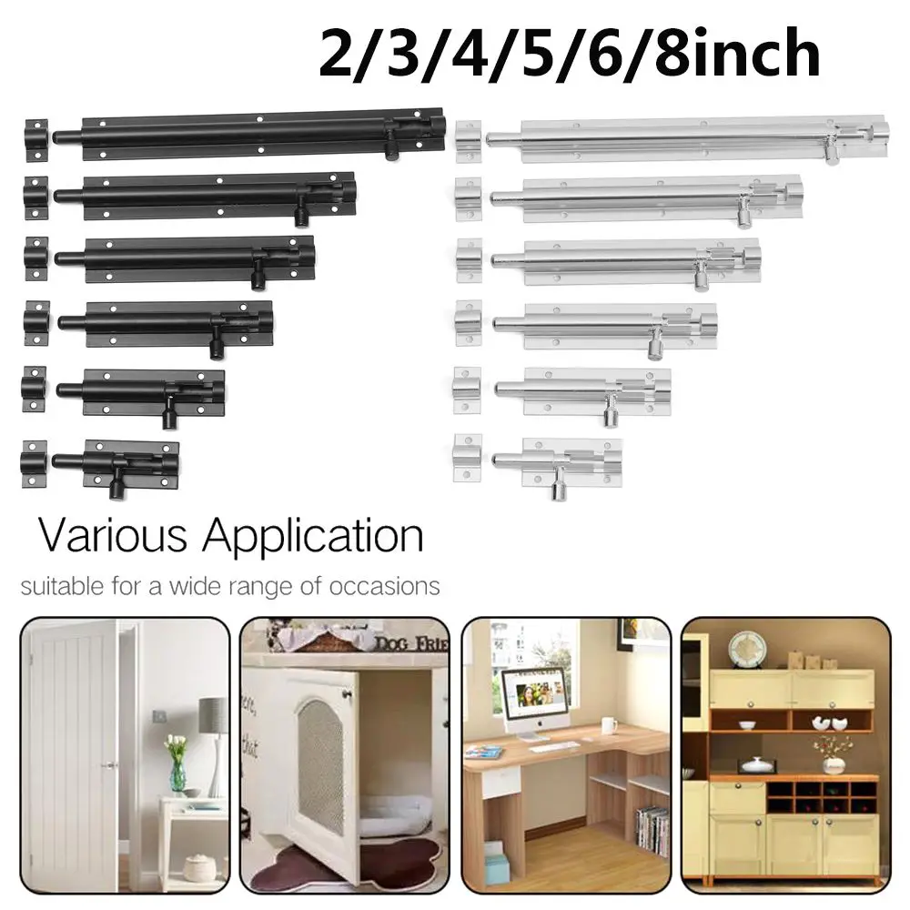 2-8" Heavy Duty Large Garden Gate Shed Sliding Door Tower Bolt Latch Catch Home Hardware Black and Silver - Image 4