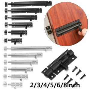 2-8" Heavy Duty Large Garden Gate Shed Sliding Door Tower Bolt Latch Catch Home Hardware Black and Silver