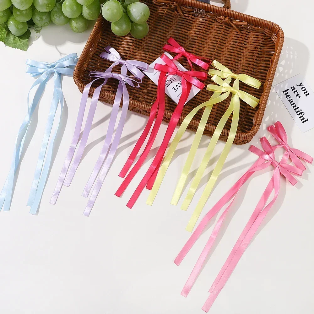 2 Pcs Fabric Hair Bow Hairpin for Women Girls Ribbon Hair Clips Headwear Black White Bow Top Clip Female Hair Accessories - Image 4