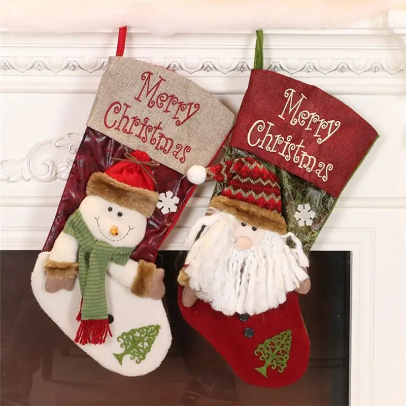 2 Piece Christmas Stocking Xmas Stockings As Shown For Tree Decoration, Personalised Sock Gift Bag For Teenagers, Candy Bag-New - Image 3